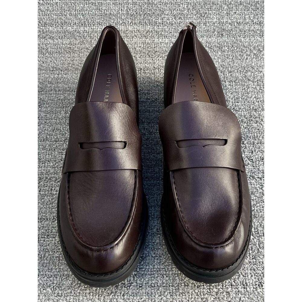 COLE HAAN Camea Lug-Sole Penny Burgundy Leather Loafer Women's Size 10 US
